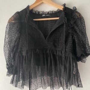 Zara Babydoll Sheer Top, Size M